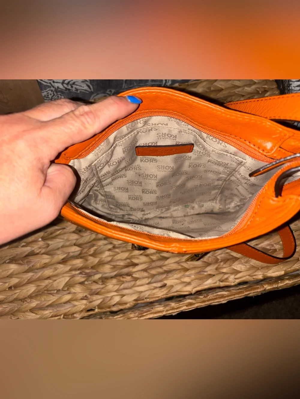 Michael Kors Orange Leather Crossbody with Dual Zip Front